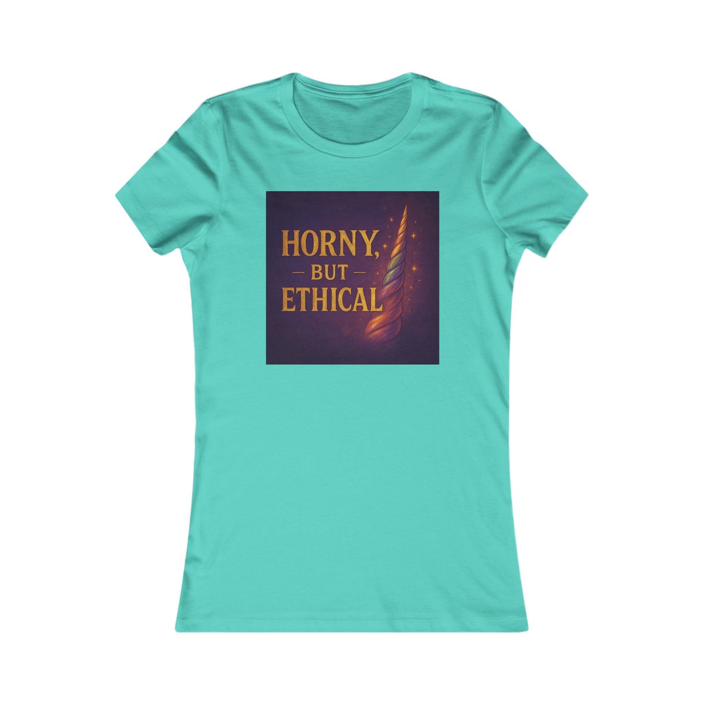 Horny But Ethical Shirt – Funny Unicorn Graphic Tee, Women’s Slim Fit Ethical Polyamory Pride Top, Consent & Queer Humor T-Shirt