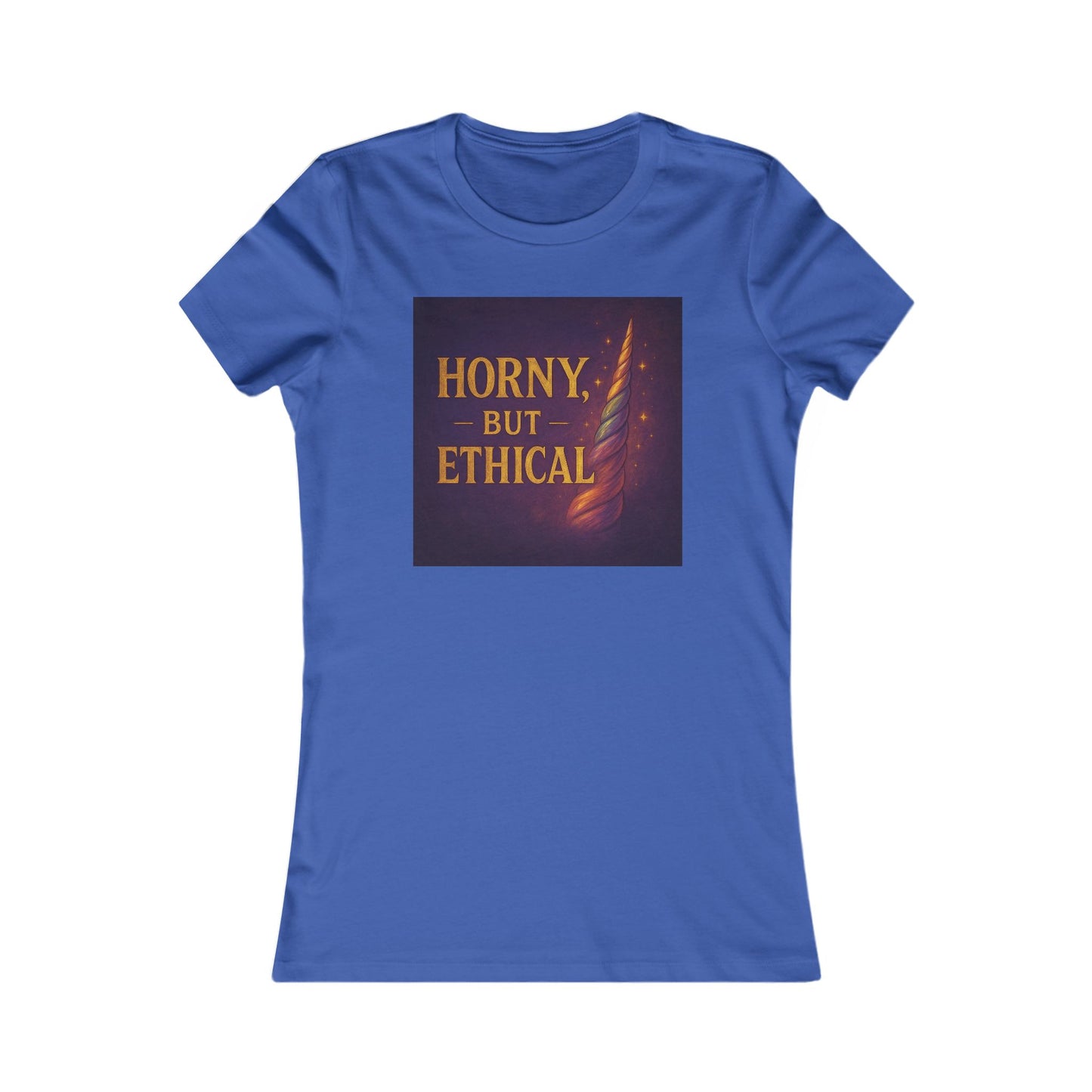 Horny But Ethical Shirt – Funny Unicorn Graphic Tee, Women’s Slim Fit Ethical Polyamory Pride Top, Consent & Queer Humor T-Shirt