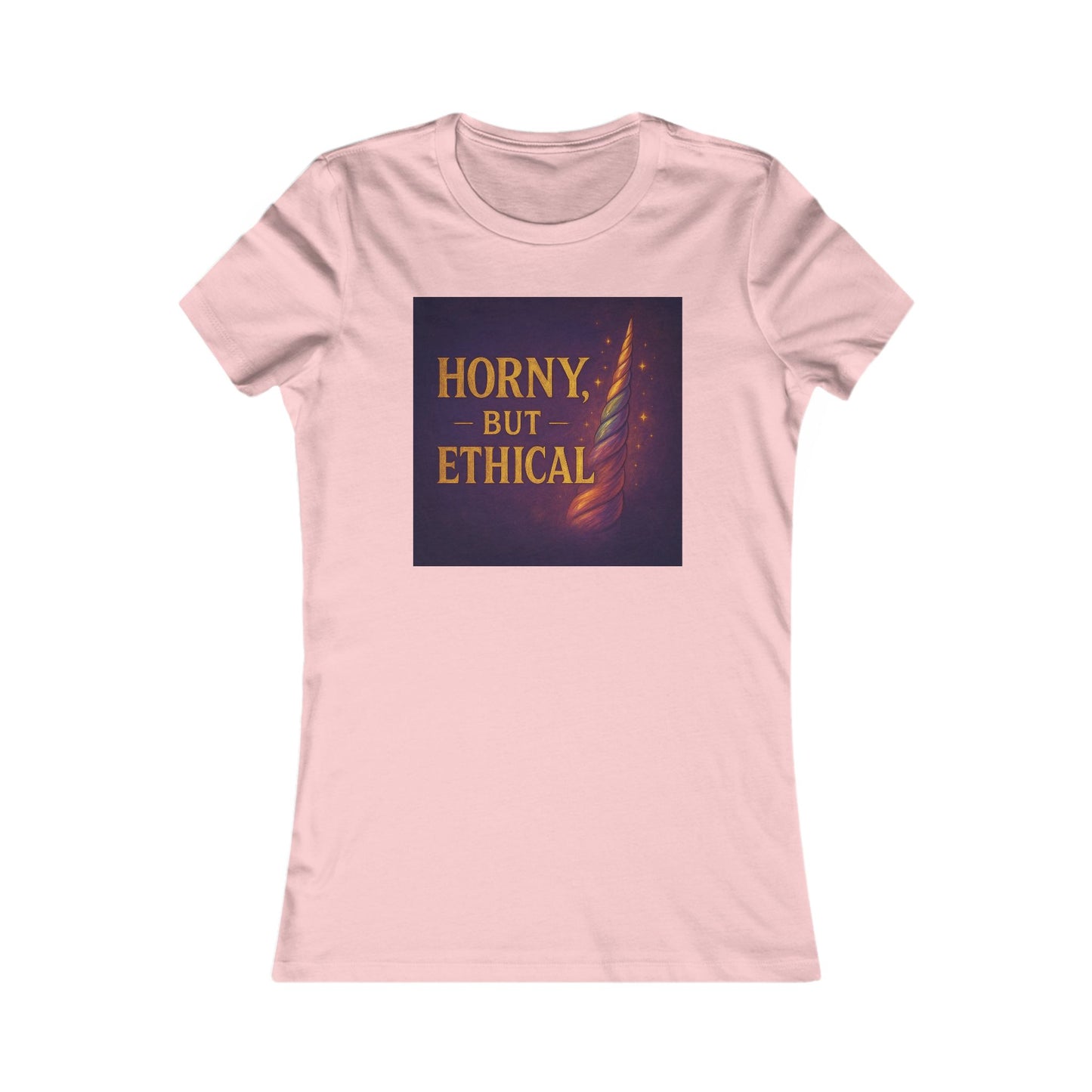 Horny But Ethical Shirt – Funny Unicorn Graphic Tee, Women’s Slim Fit Ethical Polyamory Pride Top, Consent & Queer Humor T-Shirt