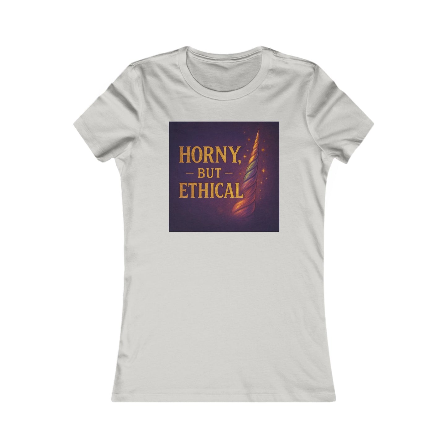 Horny But Ethical Shirt – Funny Unicorn Graphic Tee, Women’s Slim Fit Ethical Polyamory Pride Top, Consent & Queer Humor T-Shirt