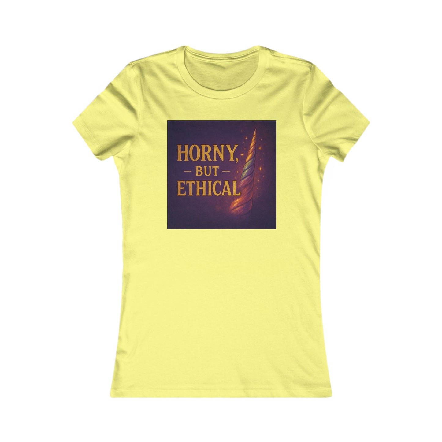 Horny But Ethical Shirt – Funny Unicorn Graphic Tee, Women’s Slim Fit Ethical Polyamory Pride Top, Consent & Queer Humor T-Shirt