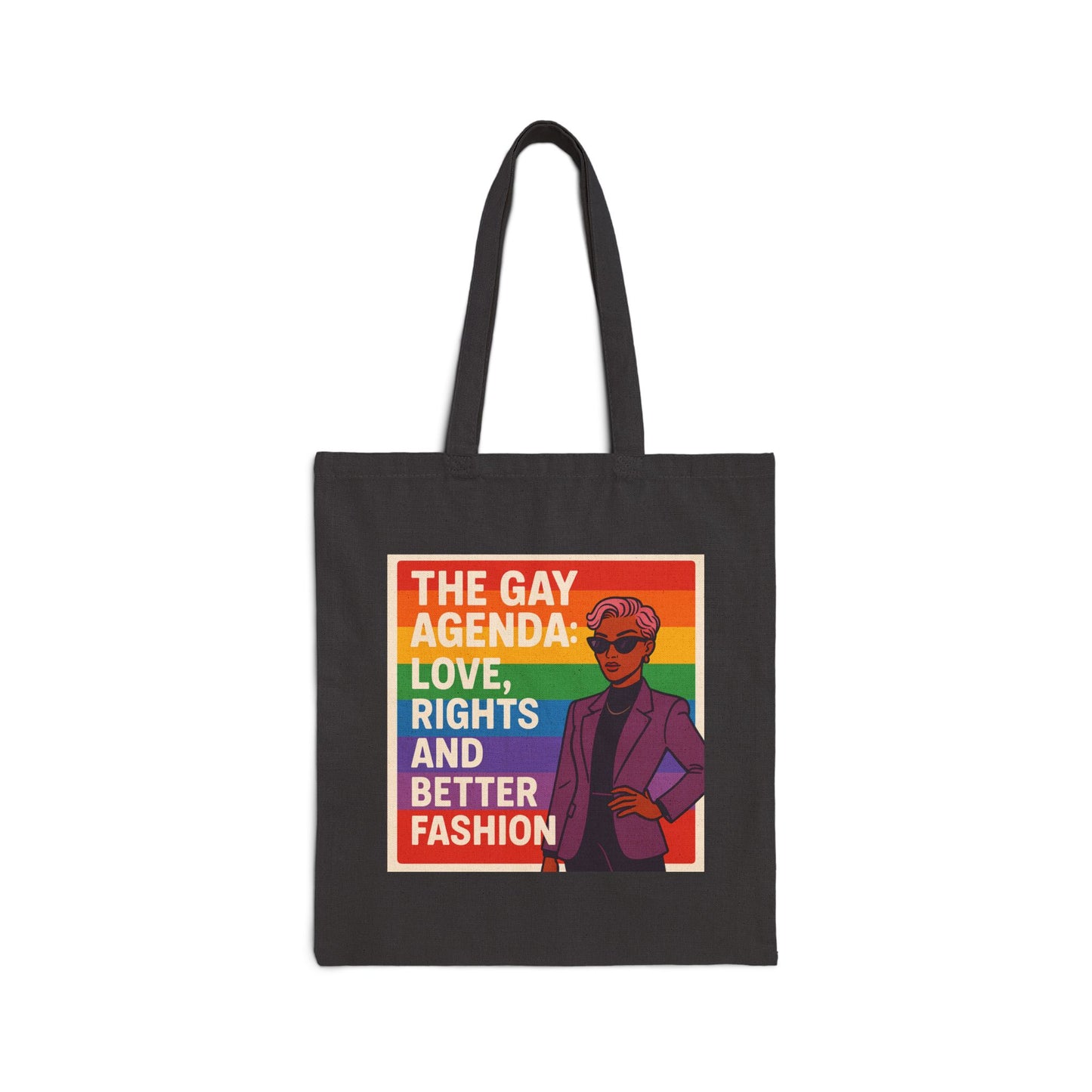 Pride Themed Cotton Canvas Tote Bag - LGBTQ+ Love, Rights, and Fashion, Eco-Friendly Shopper, Gift for Allies, Rainbow Pride, Everyday Use