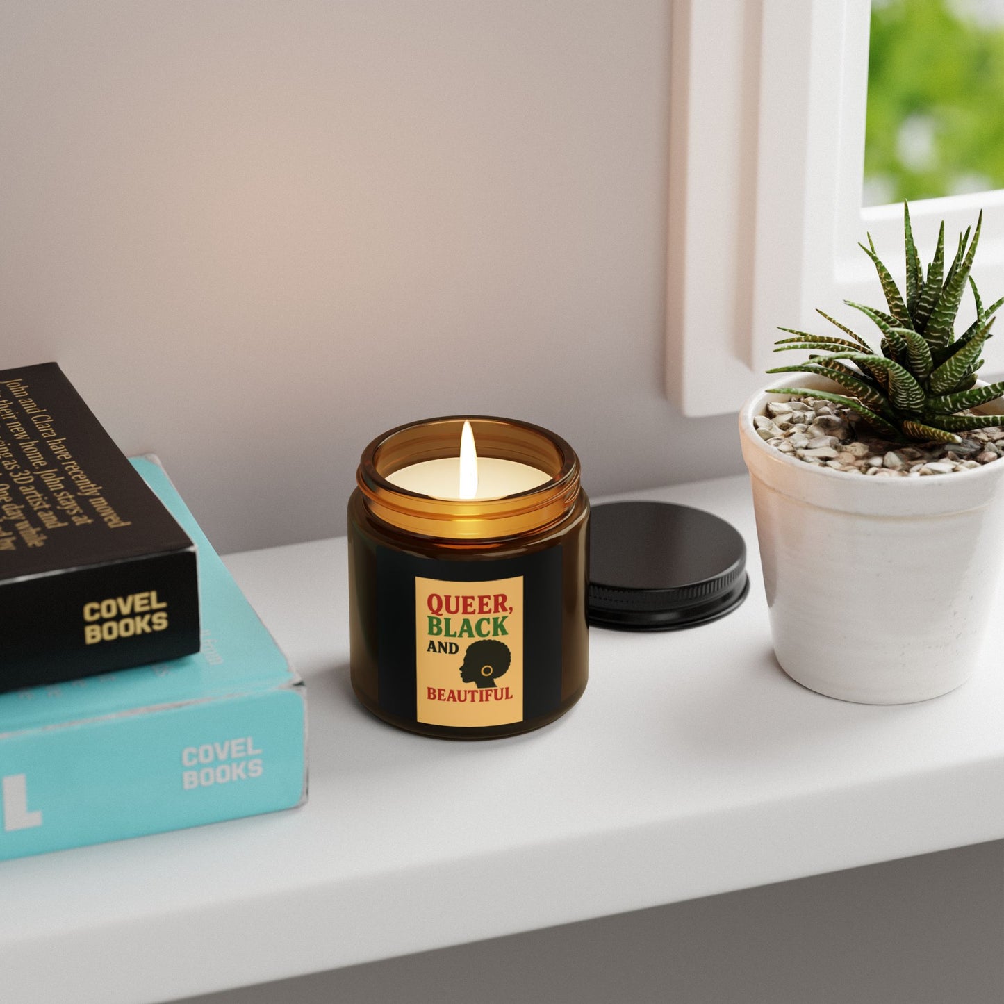 Queer Black and Beautiful Scented Soy Candle, Multi-Size Amber Jar, Eco-Friendly Home Decor, LGBTQ+ Gift, Aromatherapy Candle, [...]