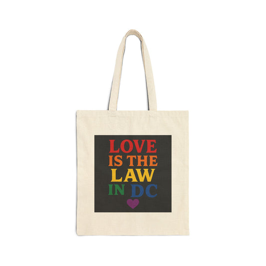 Colorful Pride Cotton Canvas Tote Bag - Eco-Friendly Gift for LGBTQ+ Supporters, Beach, Shopping, Festivals, Love Is The Law