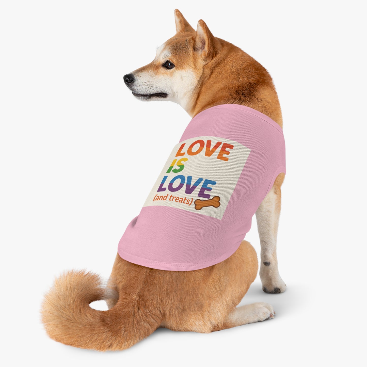 Rainbow Love Pet Tank Top, Funny Dog Shirt, LGBTQ+ Pet Apparel, Summer Dog Clothes, Comfortable Pet Wear, Pride Month Pet Outfit