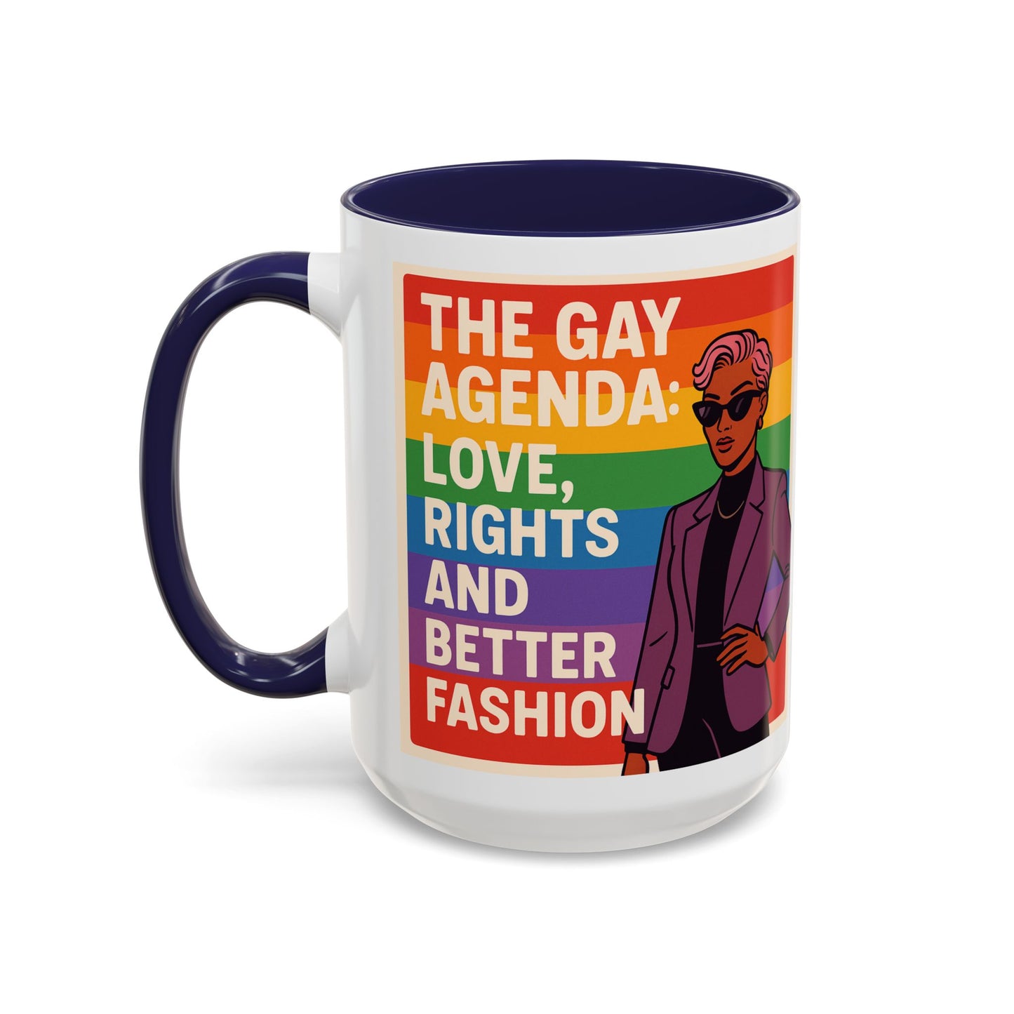 Pride-Inspired Accent Coffee Mug, LGBTQ+ Gift, Rainbow Design, Unique Coffee Cup, Fun Mug for Pride Month, Inspirational Tea Mug
