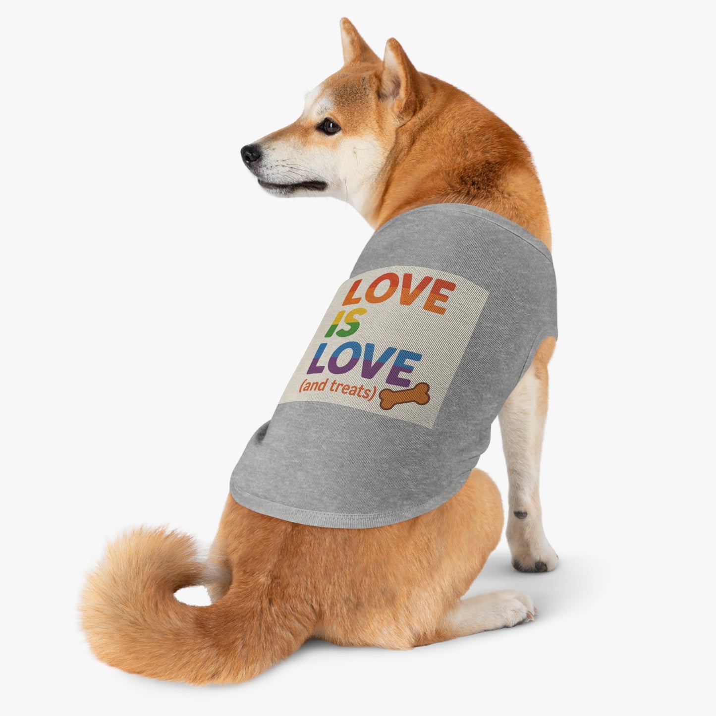Rainbow Love Pet Tank Top, Funny Dog Shirt, LGBTQ+ Pet Apparel, Summer Dog Clothes, Comfortable Pet Wear, Pride Month Pet Outfit