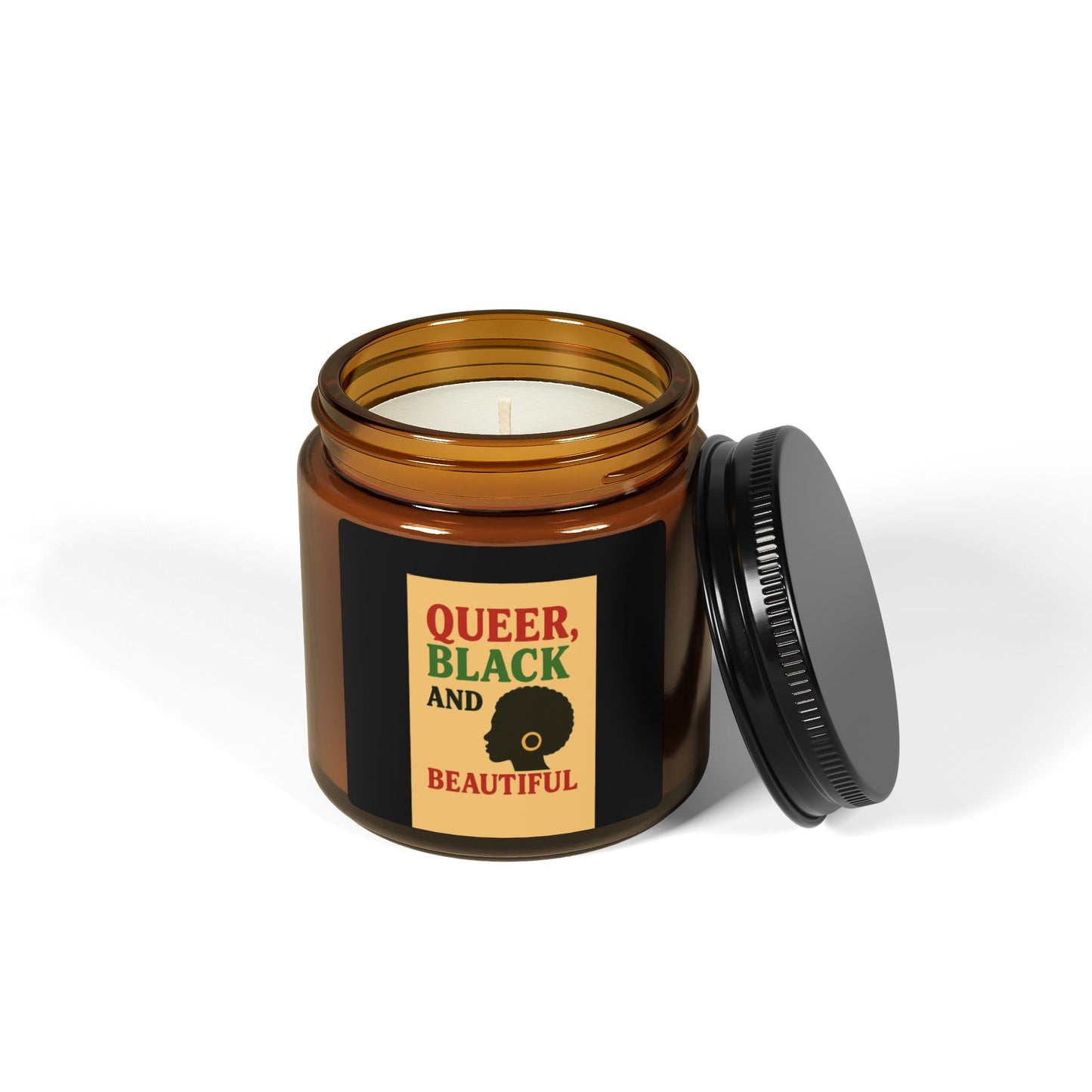 Queer Black and Beautiful Scented Soy Candle, Multi-Size Amber Jar, Eco-Friendly Home Decor, LGBTQ+ Gift, Aromatherapy Candle, [...]