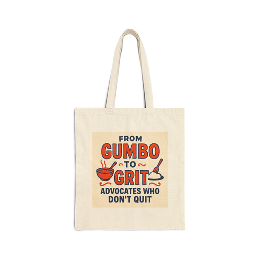 Louisiana Advocate Cotton Canvas Tote Bag, Grit and Gumbo Design, Eco-Friendly Shopping Bag, Legal Profession Gift, Lawyer Tote