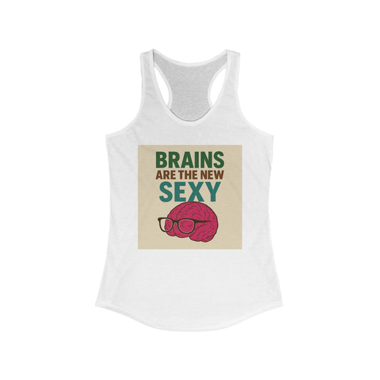 Brains Are the New Sexy Women's Racerback Tank, Funny Graphic Tee, Cute Fitness Top, Gift for Nerds, Casual Summer Shirt, Academic [...]