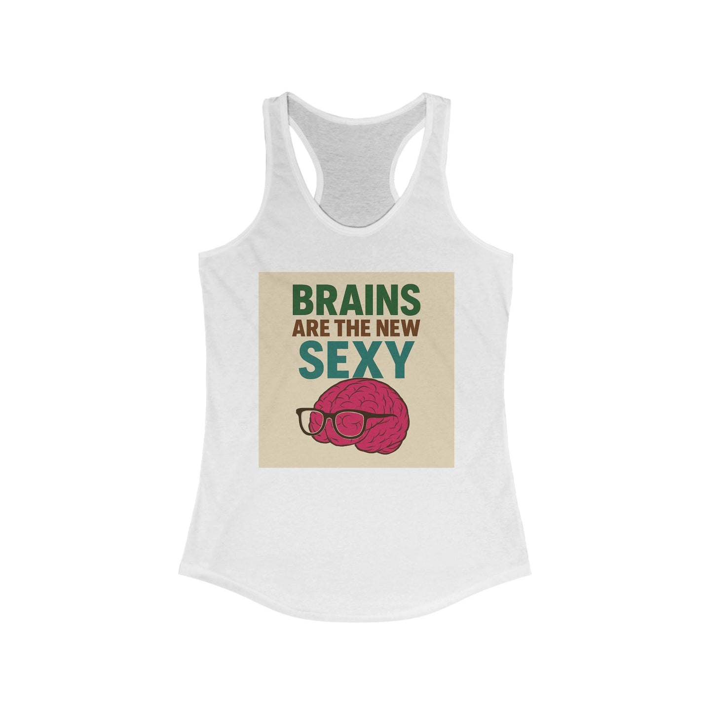 Brains Are the New Sexy Women's Racerback Tank, Funny Graphic Tee, Cute Fitness Top, Gift for Nerds, Casual Summer Shirt, Academic [...]