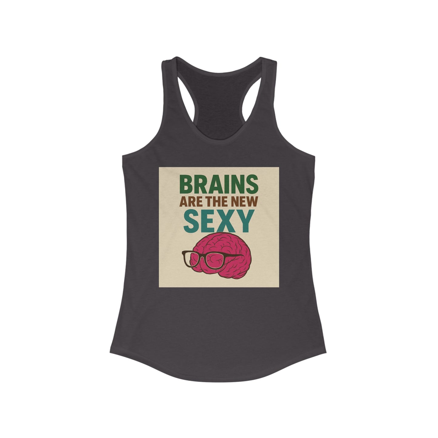 Brains Are the New Sexy Women's Racerback Tank, Funny Graphic Tee, Cute Fitness Top, Gift for Nerds, Casual Summer Shirt, Academic [...]