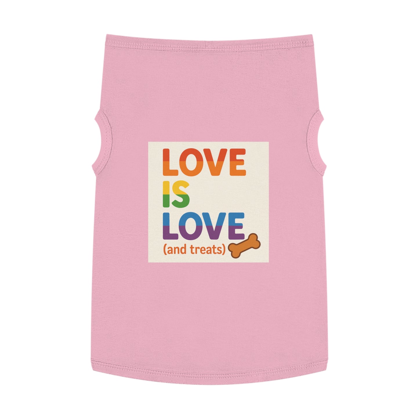 Rainbow Love Pet Tank Top, Funny Dog Shirt, LGBTQ+ Pet Apparel, Summer Dog Clothes, Comfortable Pet Wear, Pride Month Pet Outfit