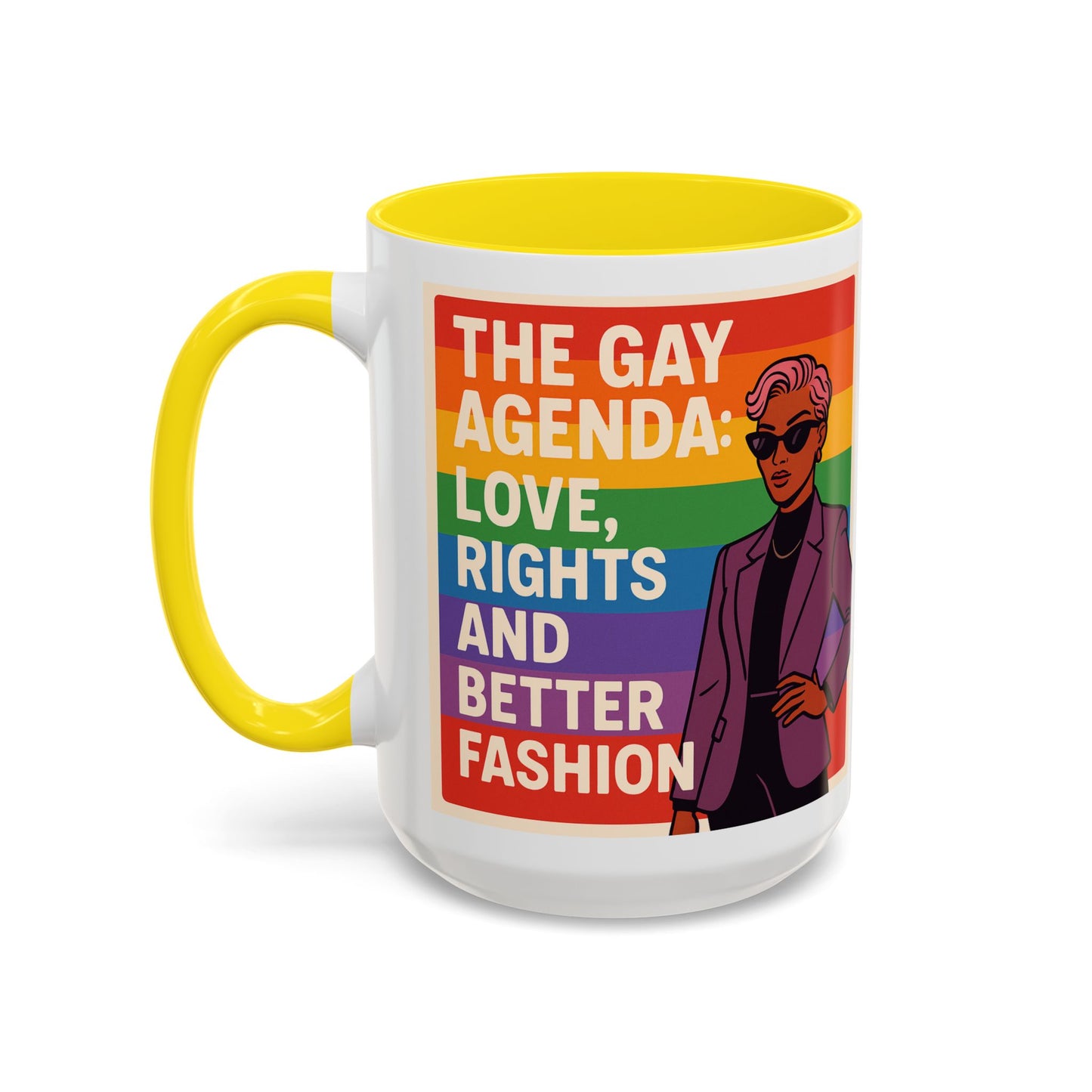 Pride-Inspired Accent Coffee Mug, LGBTQ+ Gift, Rainbow Design, Unique Coffee Cup, Fun Mug for Pride Month, Inspirational Tea Mug