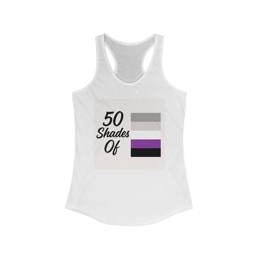 50 Shades of Pride Racerback Tank, LGBTQIA+ Apparel, Women's Summer Top, Workout Tank, Gift for Pride Month, Festival Wear