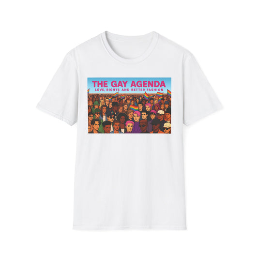 Colorful Pride T-Shirt | The Gay Agenda Tee, LGBTQ+ Apparel, Gay Rights Shirt, Pride Month Clothing, Festival Wear