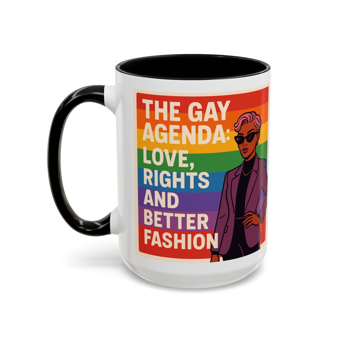 Pride-Inspired Accent Coffee Mug, LGBTQ+ Gift, Rainbow Design, Unique Coffee Cup, Fun Mug for Pride Month, Inspirational Tea Mug