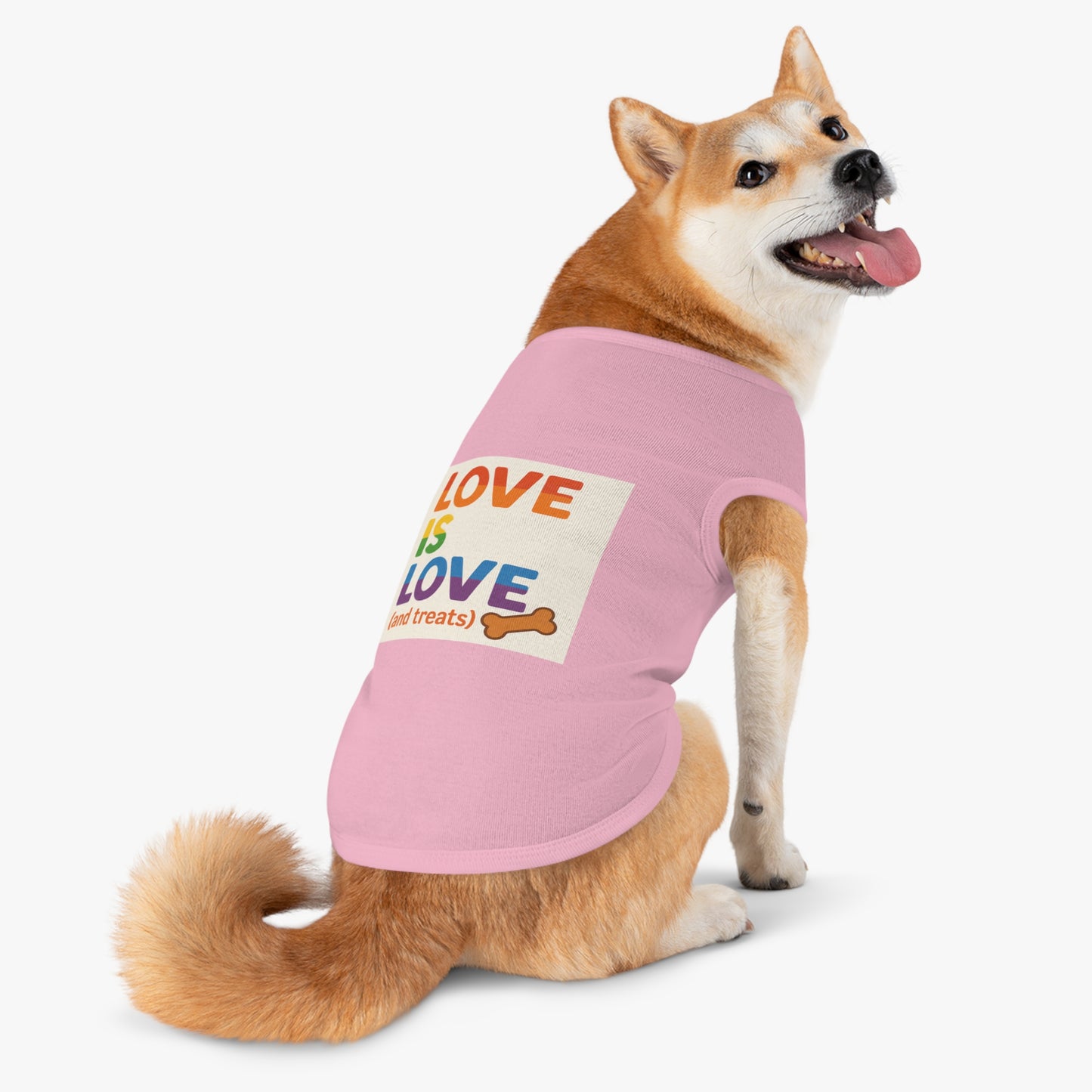 Rainbow Love Pet Tank Top, Funny Dog Shirt, LGBTQ+ Pet Apparel, Summer Dog Clothes, Comfortable Pet Wear, Pride Month Pet Outfit