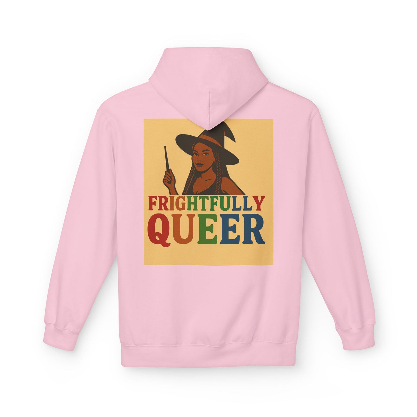 Frightfully Queer Fleece Hoodie, Unisex Halloween Sweatshirt, LGBT Apparel, Cozy Witchy Hoodie, Cute Gift for Queer Friends