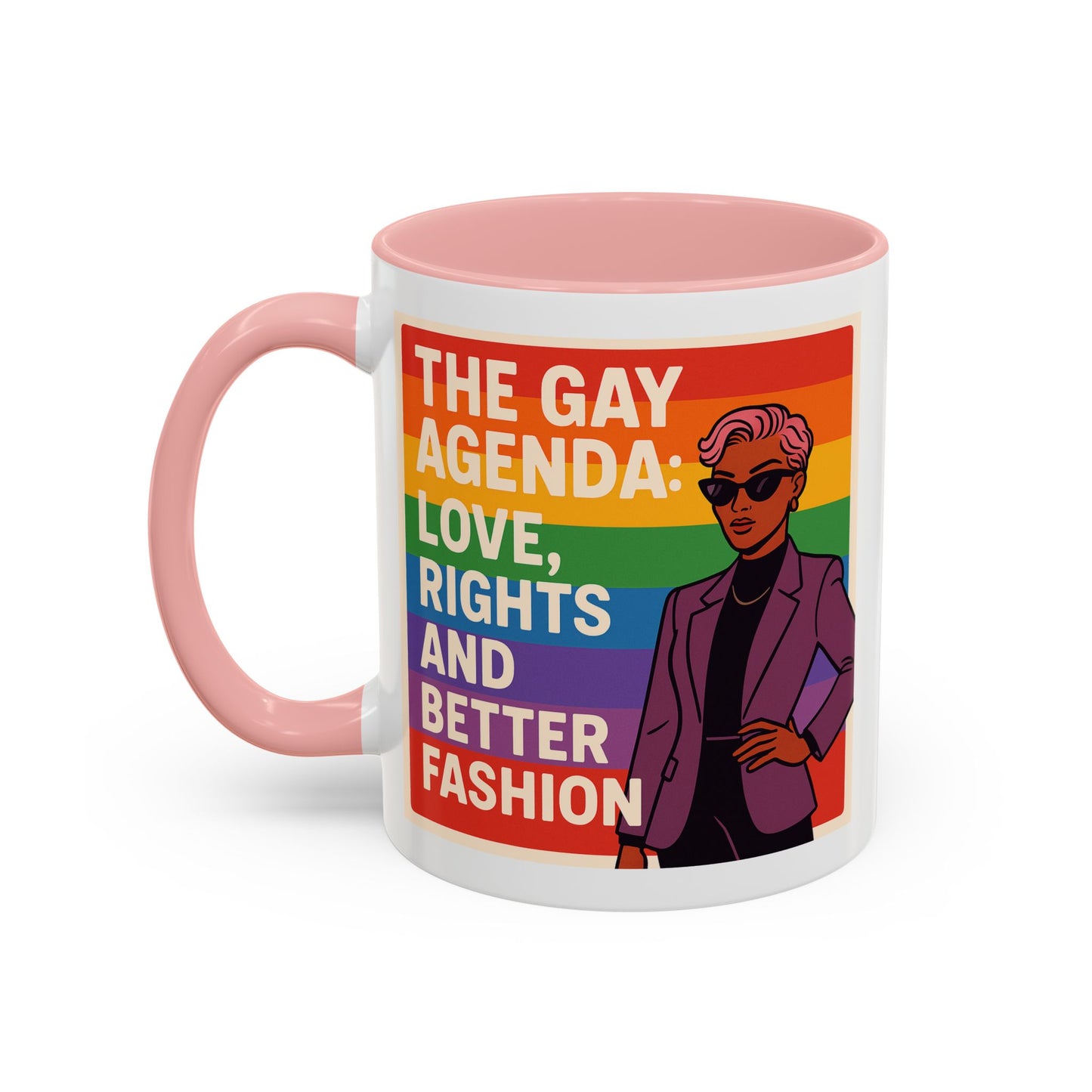 Pride-Inspired Accent Coffee Mug, LGBTQ+ Gift, Rainbow Design, Unique Coffee Cup, Fun Mug for Pride Month, Inspirational Tea Mug