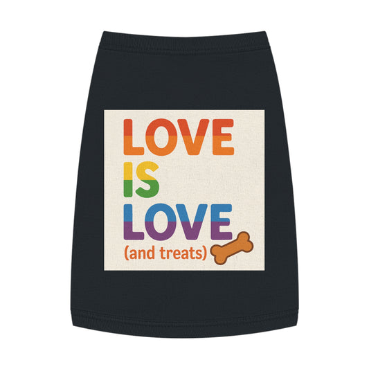 Rainbow Love Pet Tank Top, Funny Dog Shirt, LGBTQ+ Pet Apparel, Summer Dog Clothes, Comfortable Pet Wear, Pride Month Pet Outfit