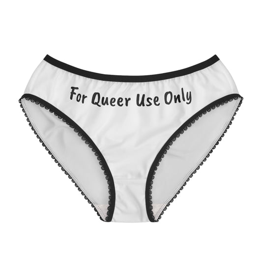 Women's Briefs - For Queer Use Only, LGBTQ+ Pride Underwear, Rainbow Heart Panties, Comfortable Everyday Briefs, Inclusive Feminine Wear