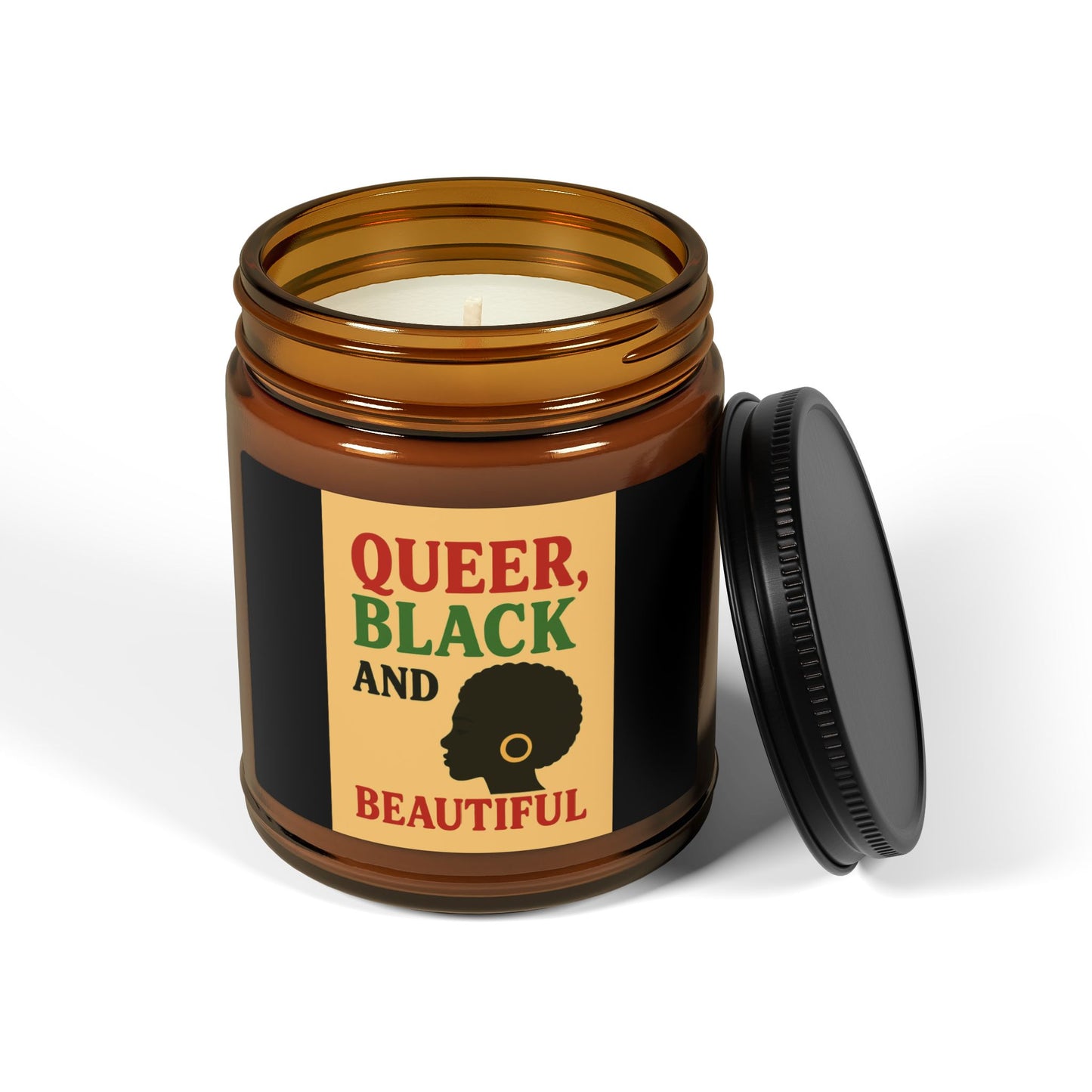 Queer Black and Beautiful Scented Soy Candle, Multi-Size Amber Jar, Eco-Friendly Home Decor, LGBTQ+ Gift, Aromatherapy Candle, [...]