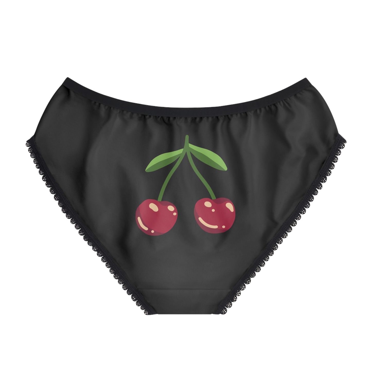 Playful Women's Briefs with 'Finger Food' Design, Cheeky Underwear, Fun Intimates, Gift for Food Lovers, Cherry Print Lingerie