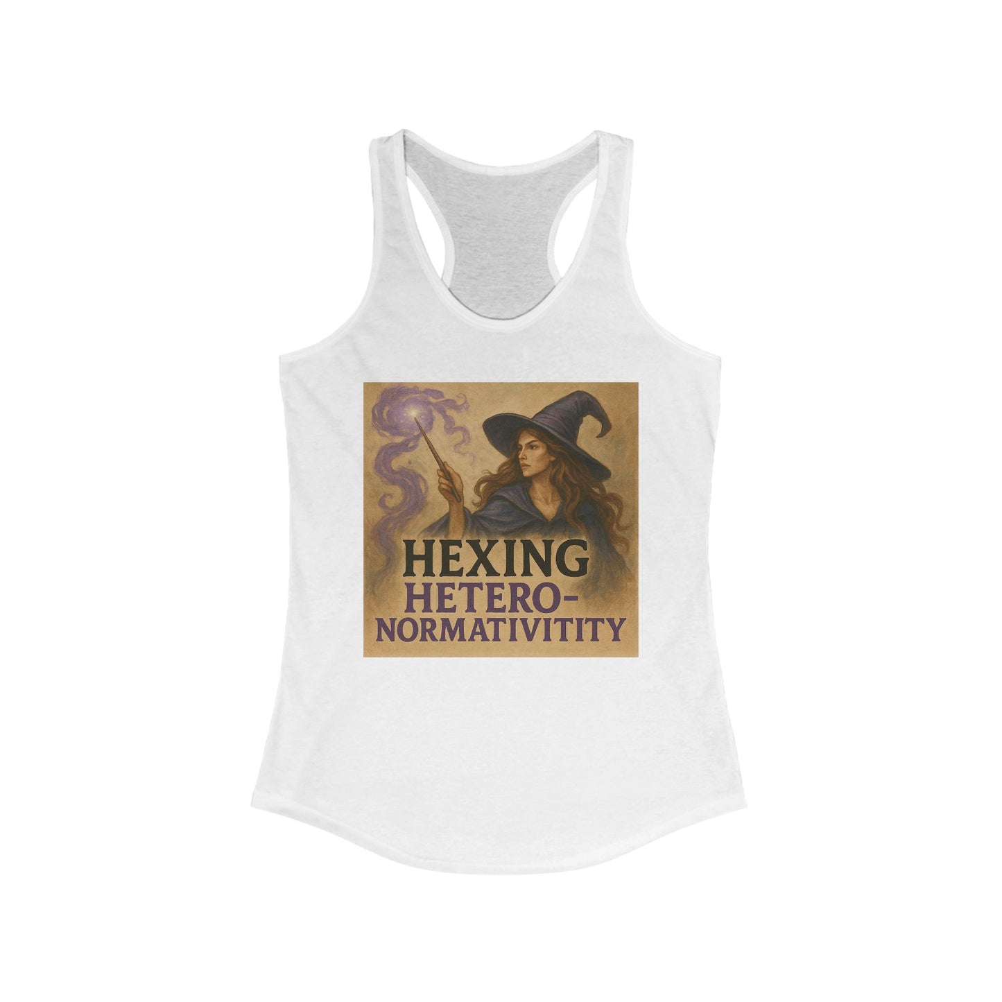 Hexing Heteronormativity Racerback Tank for Women, Witchy Workout Top, Feminist Fitness Shirt, Halloween Gift, Spellbound Apparel