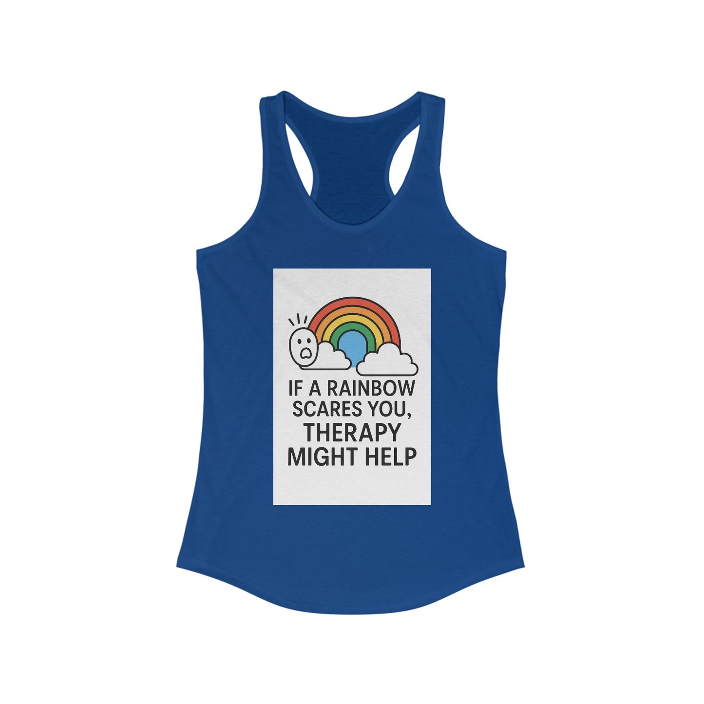 Rainbow Therapy Tank Top, Inspirational Women's Racerback, Funny Workout Tee, Self-Care Apparel, Pride Gift