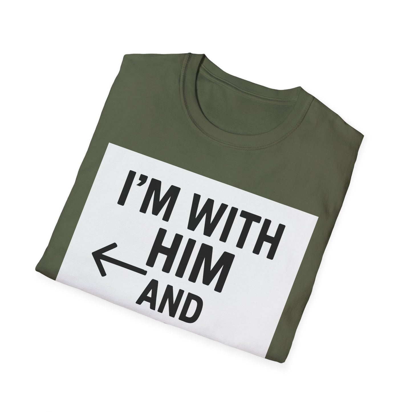 Unisex Pride T-Shirt - I'm With Him and Him, Poly and EMN Apparel