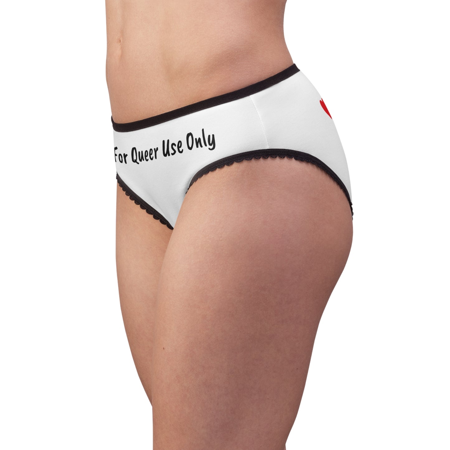 Women's Briefs - For Queer Use Only, LGBTQ+ Pride Underwear, Rainbow Heart Panties, Comfortable Everyday Briefs, Inclusive Feminine Wear