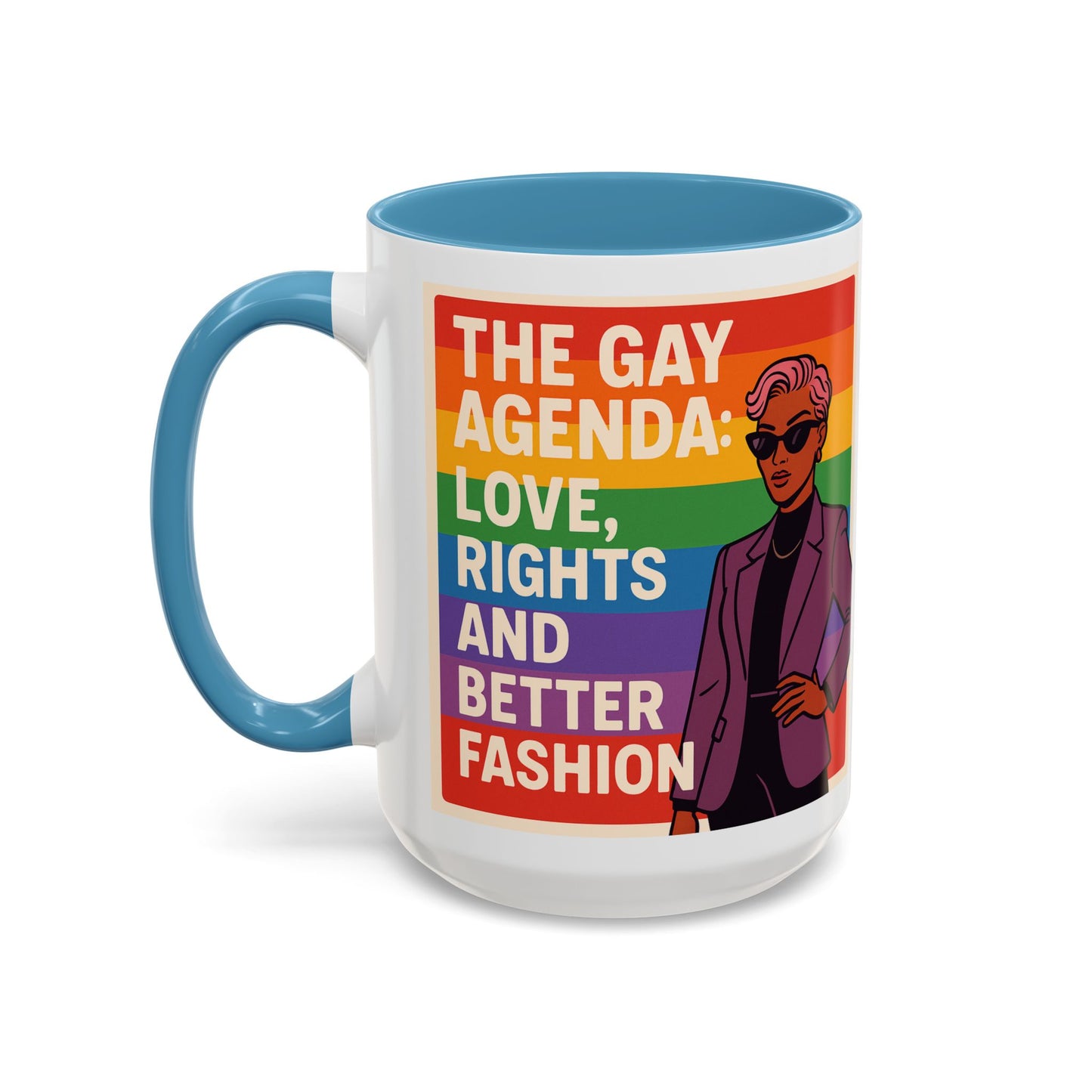 Pride-Inspired Accent Coffee Mug, LGBTQ+ Gift, Rainbow Design, Unique Coffee Cup, Fun Mug for Pride Month, Inspirational Tea Mug