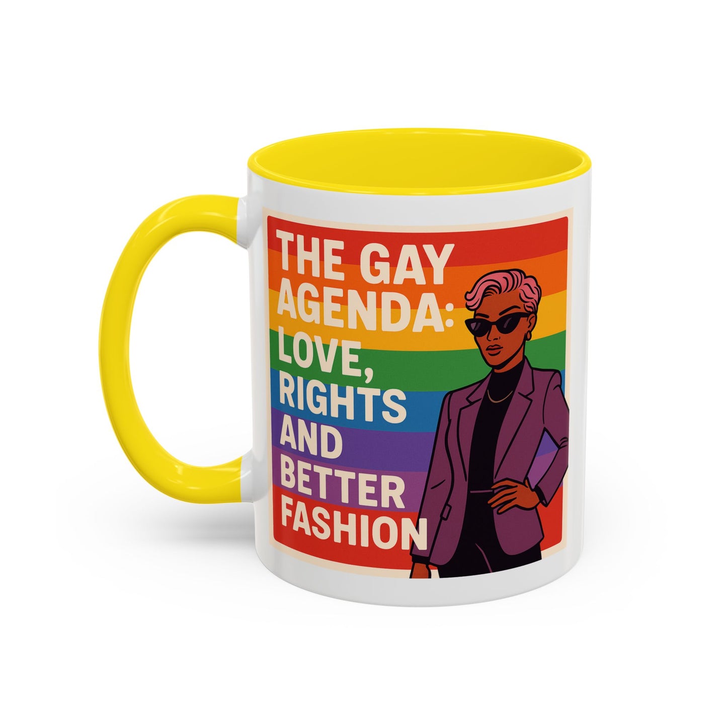 Pride-Inspired Accent Coffee Mug, LGBTQ+ Gift, Rainbow Design, Unique Coffee Cup, Fun Mug for Pride Month, Inspirational Tea Mug