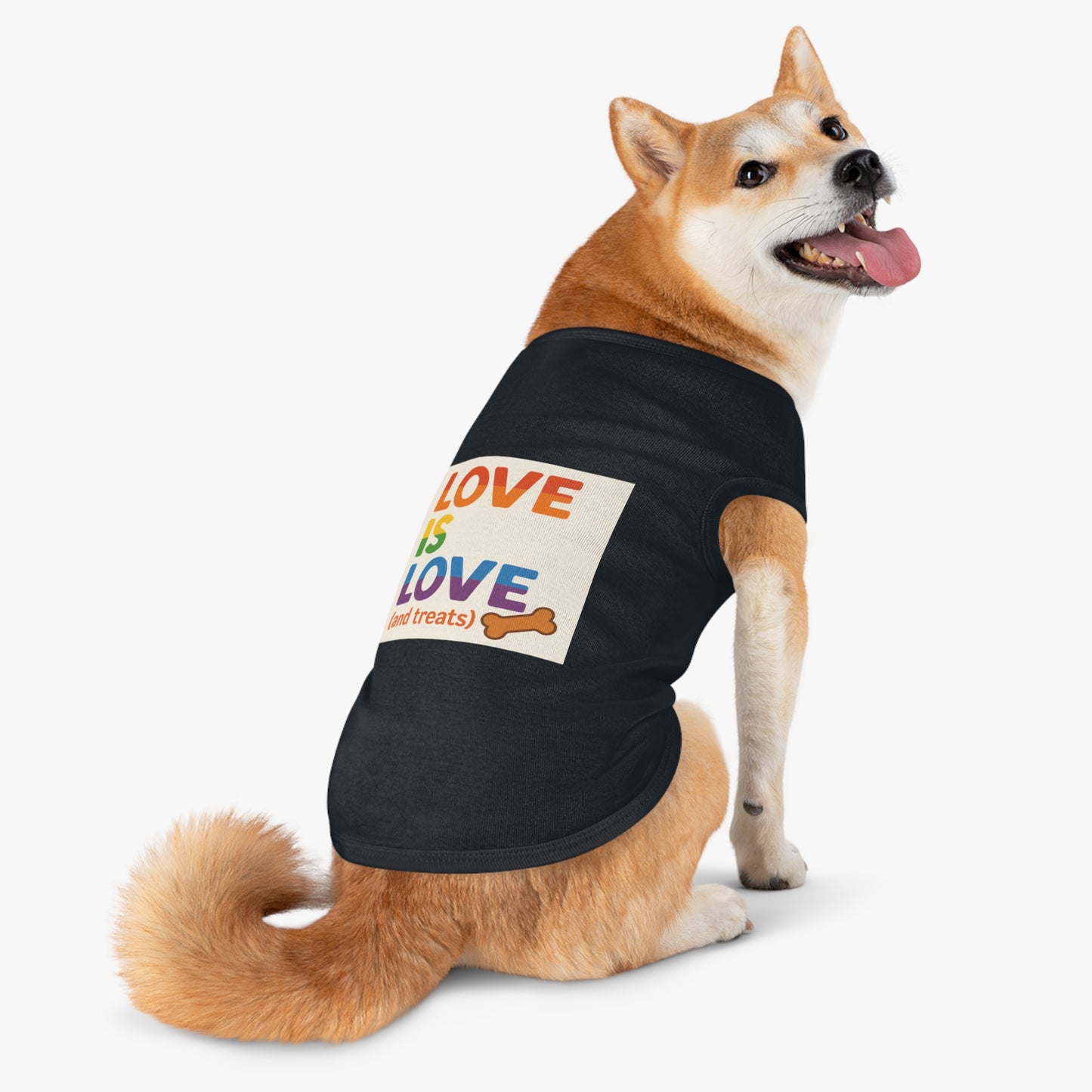 Rainbow Love Pet Tank Top, Funny Dog Shirt, LGBTQ+ Pet Apparel, Summer Dog Clothes, Comfortable Pet Wear, Pride Month Pet Outfit