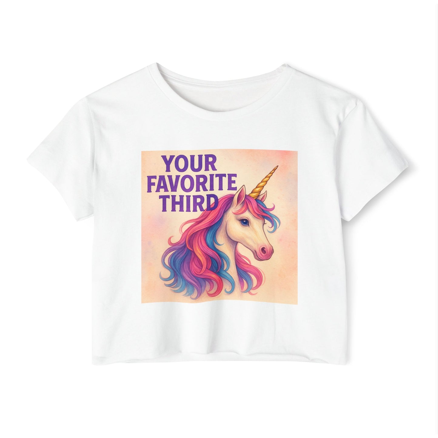 Your Favorite Third Crop Top – Funny Unicorn Poly Pride Womens Crop Top, Queer Whimsical Festival Shirt