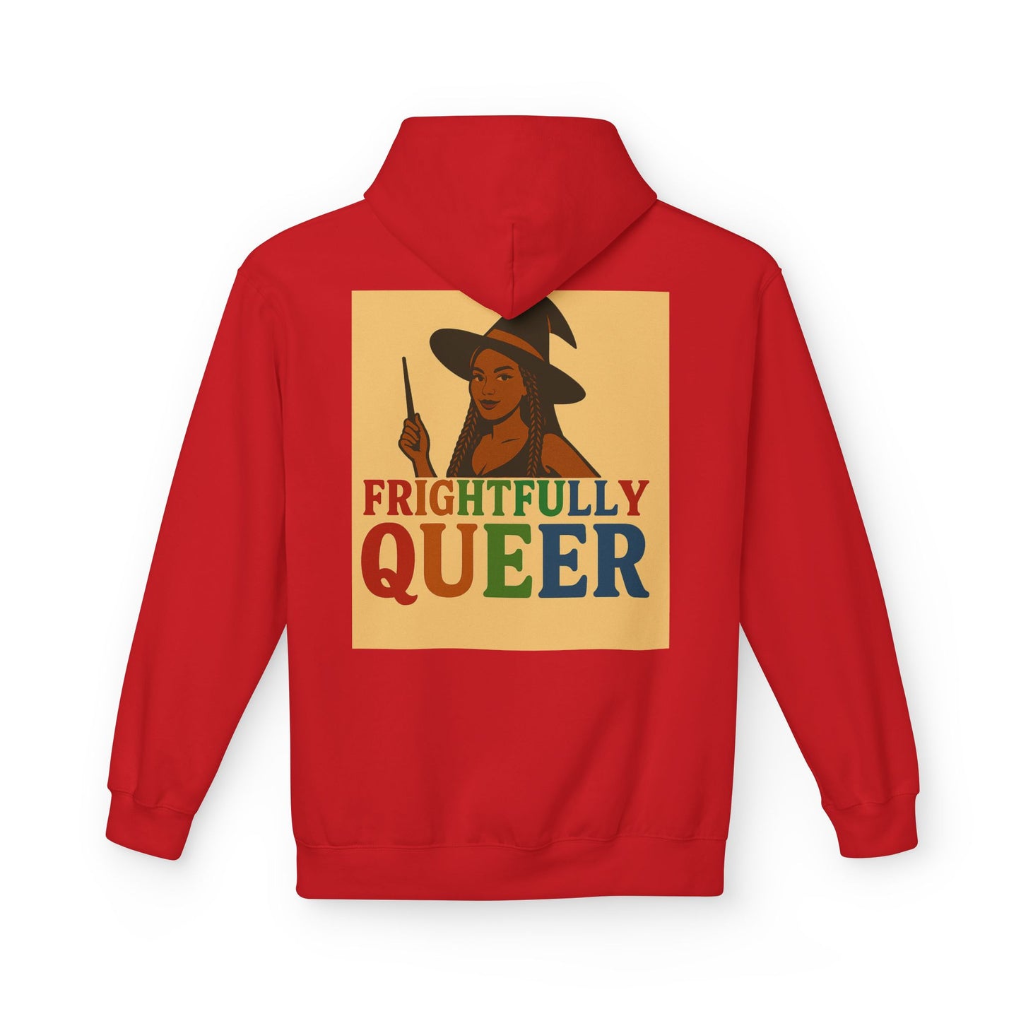 Frightfully Queer Fleece Hoodie, Unisex Halloween Sweatshirt, LGBT Apparel, Cozy Witchy Hoodie, Cute Gift for Queer Friends