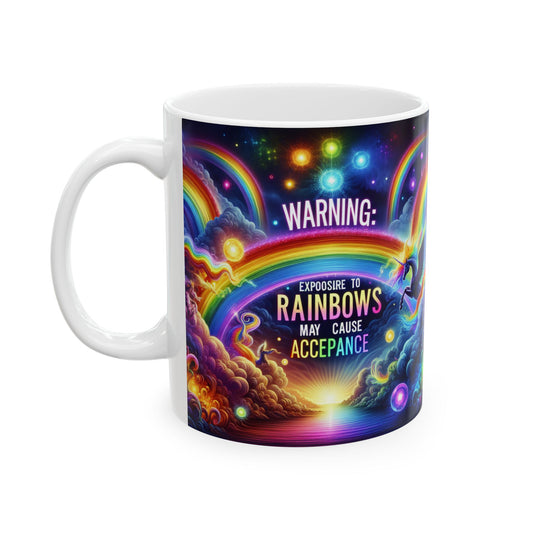 LGBTQIA Ceramic Mug, Rainbow Coffee Cup, Magical Drinkware, Gift for Unicorn Lovers, Inspirational Tea Mug, Colorful Art