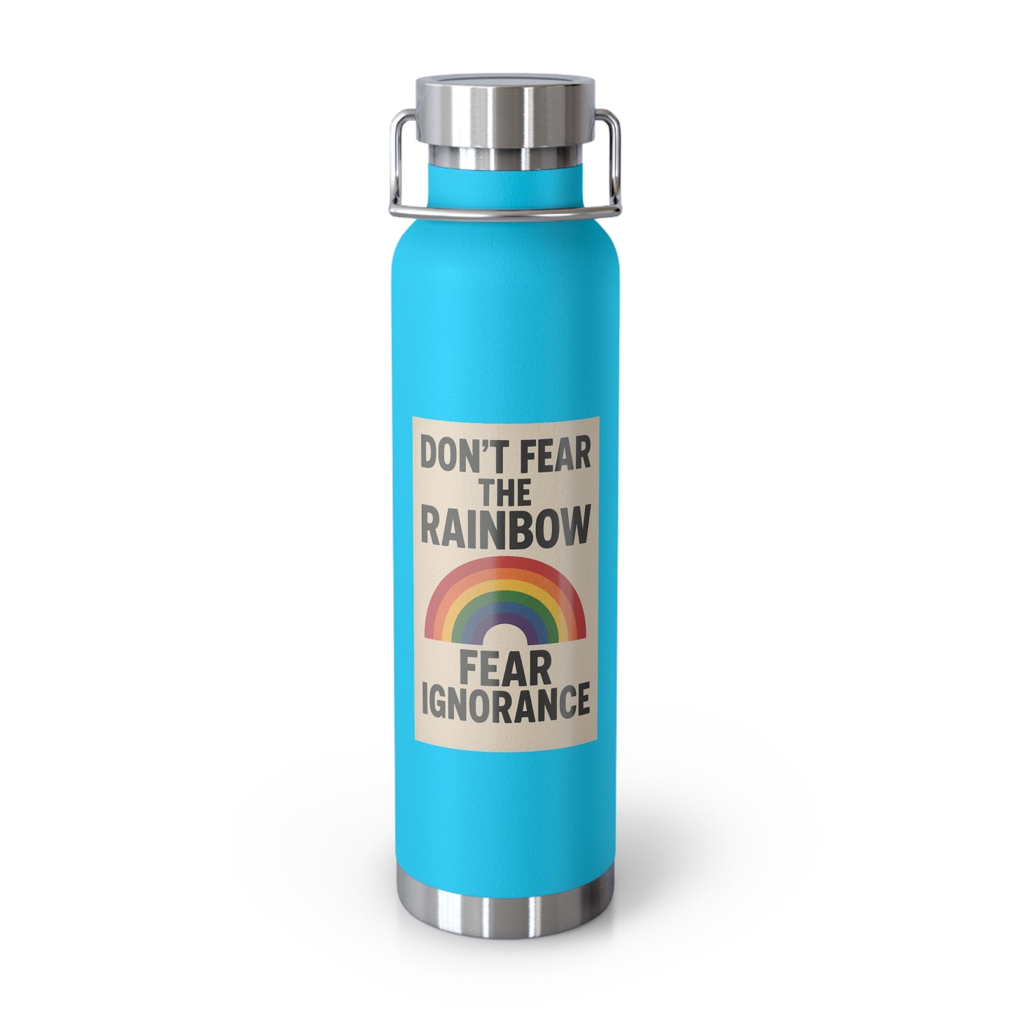 LGBTQIA+ Insulated Water Bottle, Don't Fear the Rainbow, Eco-Friendly Gift, Motivational Flask, Outdoor Adventure Gear, Perfect for Pride