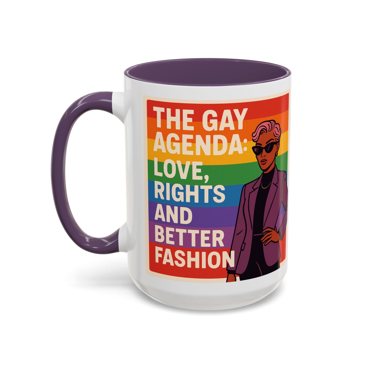 Pride-Inspired Accent Coffee Mug, LGBTQ+ Gift, Rainbow Design, Unique Coffee Cup, Fun Mug for Pride Month, Inspirational Tea Mug
