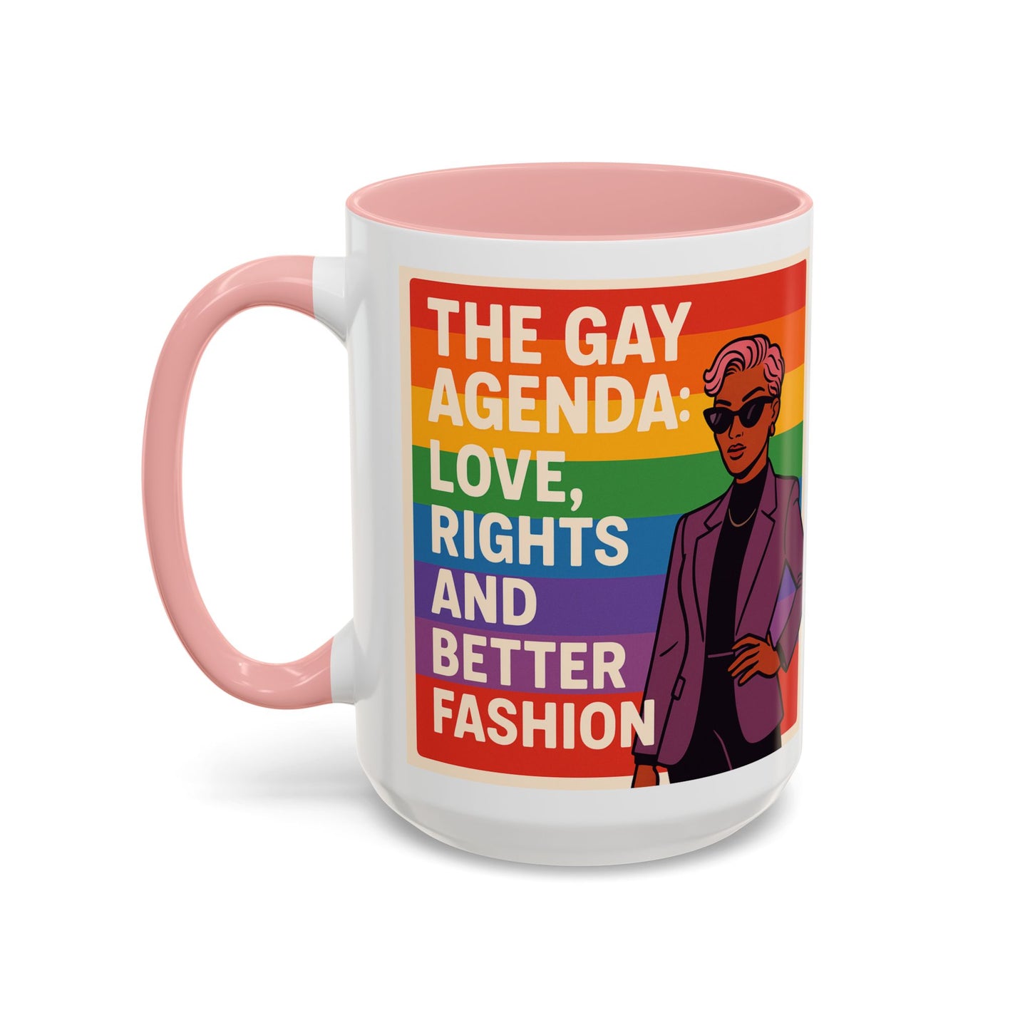 Pride-Inspired Accent Coffee Mug, LGBTQ+ Gift, Rainbow Design, Unique Coffee Cup, Fun Mug for Pride Month, Inspirational Tea Mug