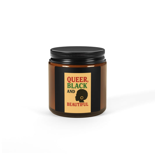 Queer Black and Beautiful Scented Soy Candle, Multi-Size Amber Jar, Eco-Friendly Home Decor, LGBTQ+ Gift, Aromatherapy Candle, [...]