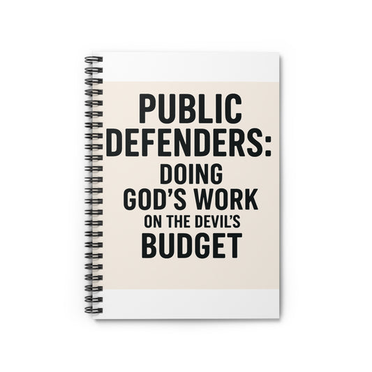 Public Defender Spiral Notebook, Motivational Journal, Legal Professional Gift, Office Supplies, Note-taking Notebook
