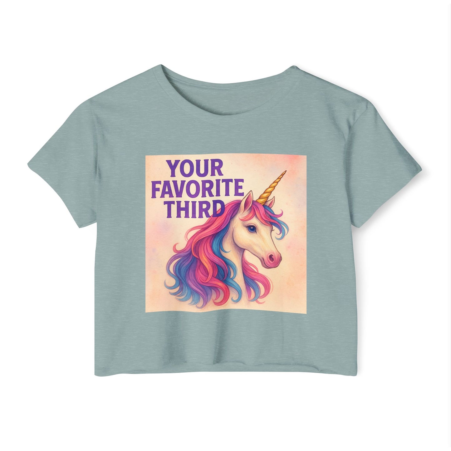 Your Favorite Third Crop Top – Funny Unicorn Poly Pride Womens Crop Top, Queer Whimsical Festival Shirt