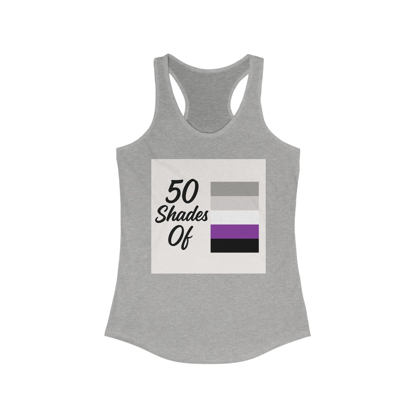 50 Shades of Pride Racerback Tank, LGBTQIA+ Apparel, Women's Summer Top, Workout Tank, Gift for Pride Month, Festival Wear