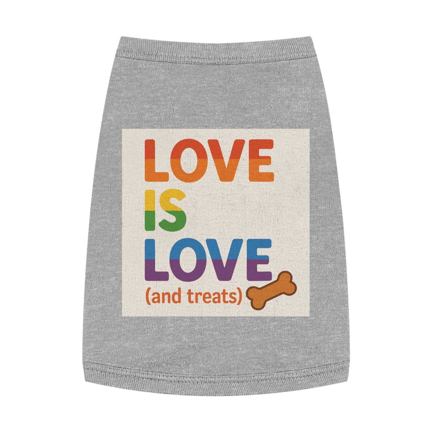 Rainbow Love Pet Tank Top, Funny Dog Shirt, LGBTQ+ Pet Apparel, Summer Dog Clothes, Comfortable Pet Wear, Pride Month Pet Outfit