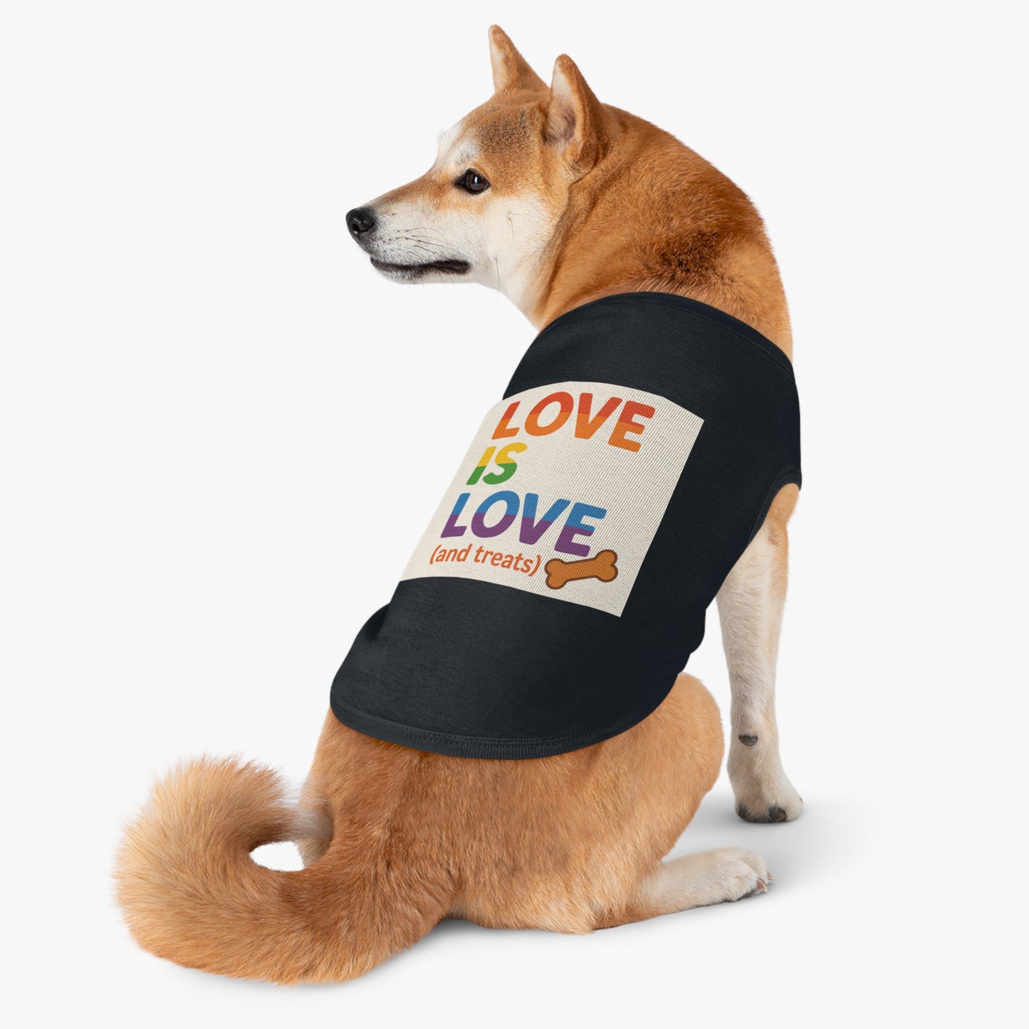 Rainbow Love Pet Tank Top, Funny Dog Shirt, LGBTQ+ Pet Apparel, Summer Dog Clothes, Comfortable Pet Wear, Pride Month Pet Outfit