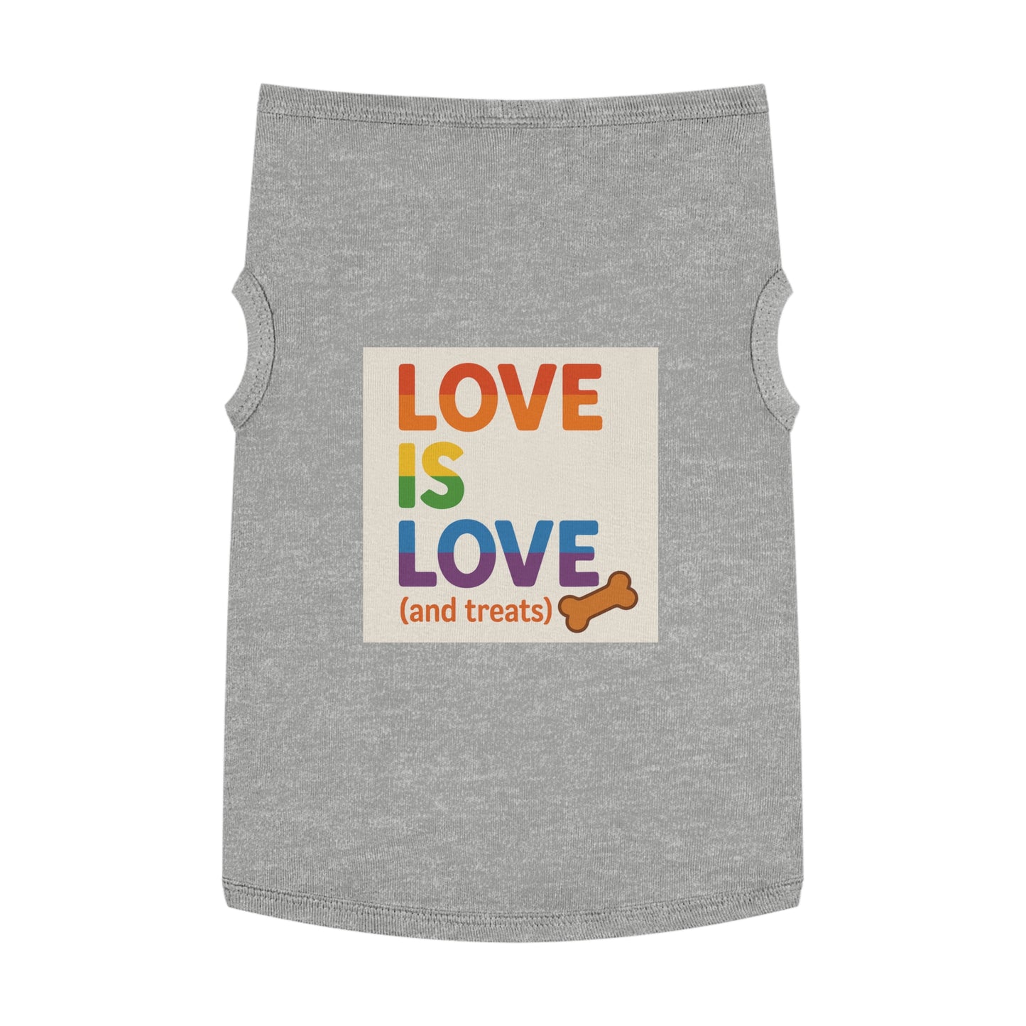 Rainbow Love Pet Tank Top, Funny Dog Shirt, LGBTQ+ Pet Apparel, Summer Dog Clothes, Comfortable Pet Wear, Pride Month Pet Outfit