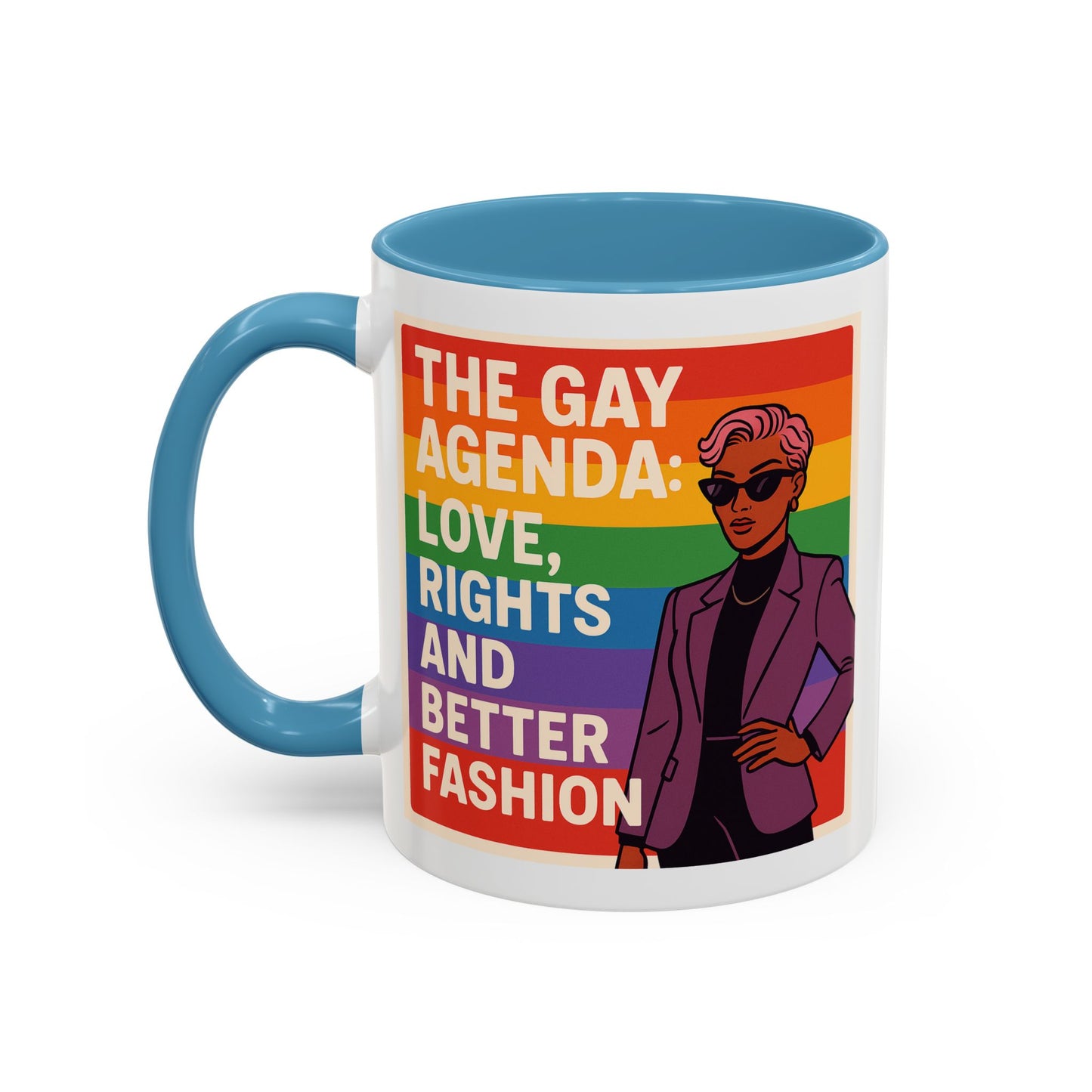 Pride-Inspired Accent Coffee Mug, LGBTQ+ Gift, Rainbow Design, Unique Coffee Cup, Fun Mug for Pride Month, Inspirational Tea Mug