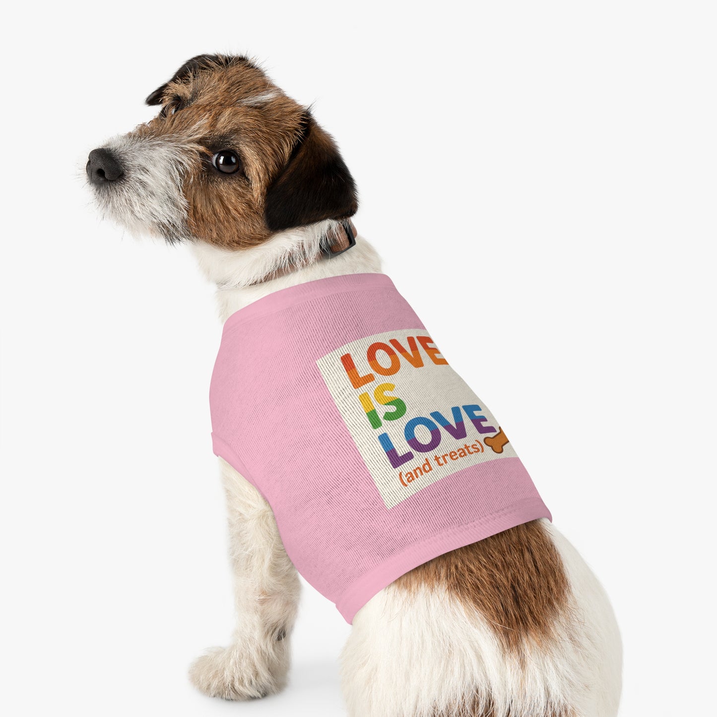 Rainbow Love Pet Tank Top, Funny Dog Shirt, LGBTQ+ Pet Apparel, Summer Dog Clothes, Comfortable Pet Wear, Pride Month Pet Outfit